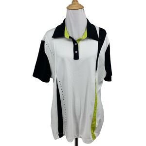 Spanner Polo Shirt Womens 2XL XXL Colorblock Golf Studs Short Sleeve Performance